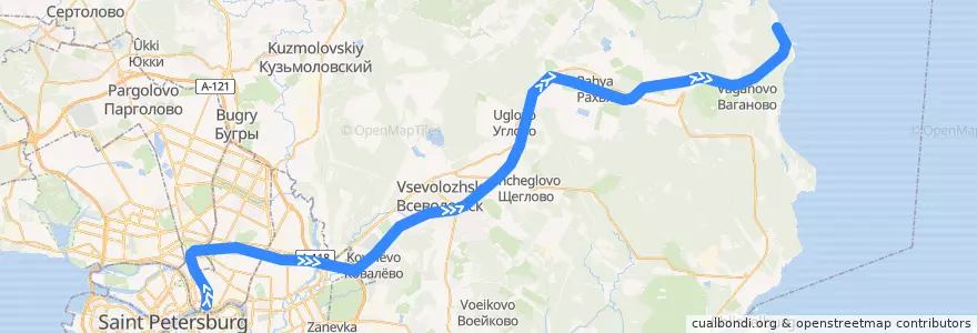 Mapa del recorrido Поезд: Санкт-Петербург Финляндский - Ладожское Озеро de la línea  en Ленинградская область.