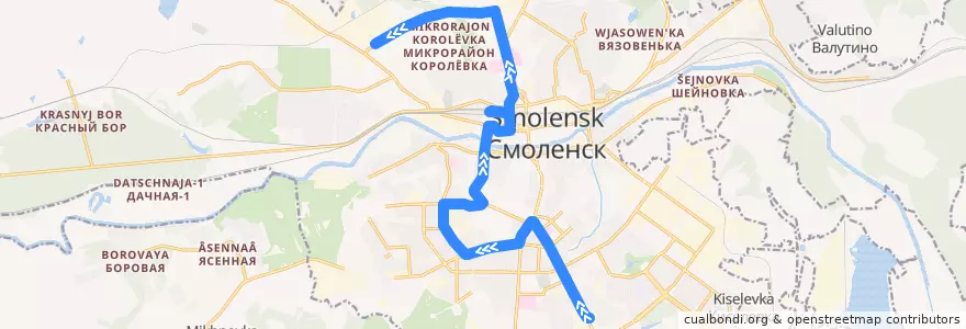 Mapa del recorrido Трамвай №4: Рославльское кольцо - Ситники de la línea  en городской округ Смоленск.