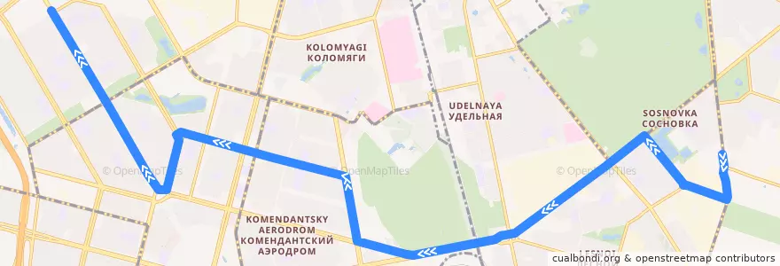 Mapa del recorrido Троллейбус № 50: Тихорецкий проспект - улица Шаврова de la línea  en Санкт-Петербург.