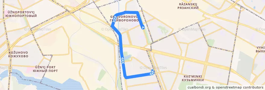 Mapa del recorrido Автобус 861: Волжский бульвар - Саратовская улица de la línea  en район Текстильщики.