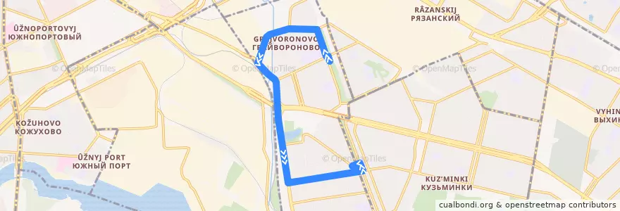 Mapa del recorrido Автобус 861: Саратовская улица - Волжский бульвар de la línea  en район Текстильщики.