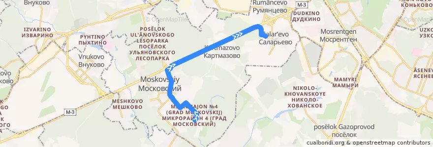 Mapa del recorrido Автобус 863: Град Московский — Станция метро "Саларьево" de la línea  en поселение Московский.