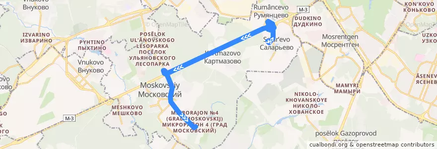 Mapa del recorrido Автобус 863: Станция метро "Саларьево" — Град Московский de la línea  en поселение Московский.
