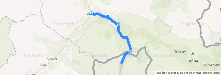 Mapa del recorrido Zernez - Livigno de la línea  en Zernez.