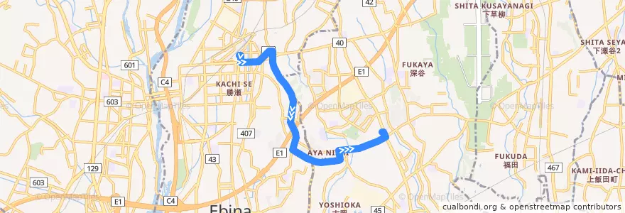 Mapa del recorrido 綾12 de la línea  en 神奈川県.