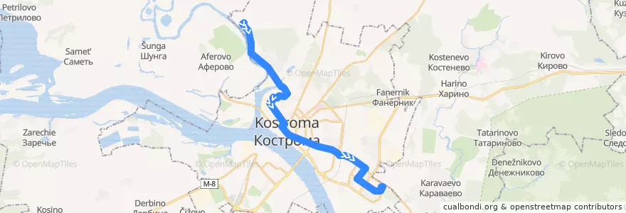 Mapa del recorrido Автобус № 2: пос. Волжский - рынок Солнечный de la línea  en городской округ Кострома.