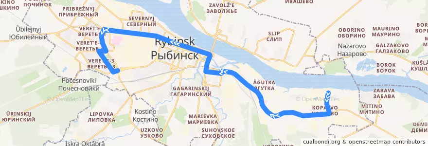 Mapa del recorrido Автобус №1: Буксирная улица - ПАТП №1 de la línea  en городской округ Рыбинск.