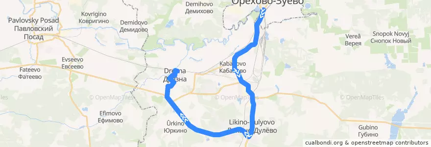 Mapa del recorrido Автобус №26 (Орехово-Зуево): Орехово-Зуево - Дрезна de la línea  en Орехово-Зуевский городской округ.
