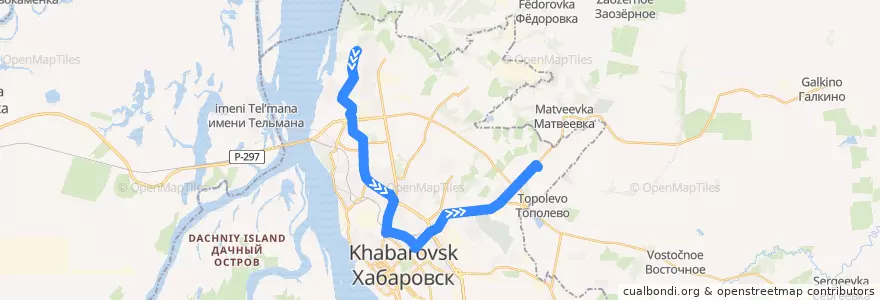 Mapa del recorrido Автобус 35: 39-й магазин - Аэропорт de la línea  en Khabarovsk.