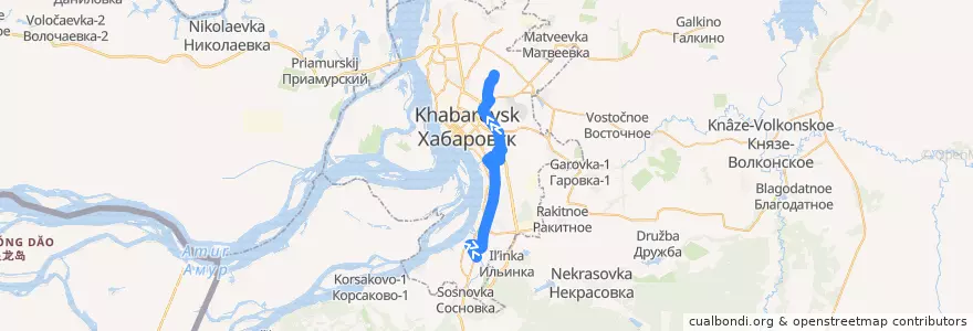 Mapa del recorrido Автобус 40: Химфармзавод - Весовая овощесовхоза de la línea  en городской округ Хабаровск.