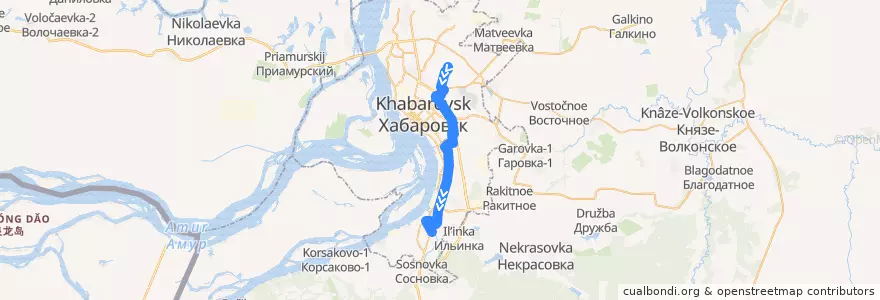 Mapa del recorrido Автобус 40: Весовая овощесовхоза - Химфармзавод de la línea  en Khabarovsk.