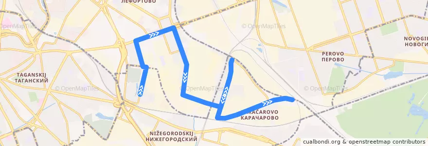 Mapa del recorrido Автобус 759: Смирновская улица => Карачарово de la línea  en Юго-Восточный административный округ.