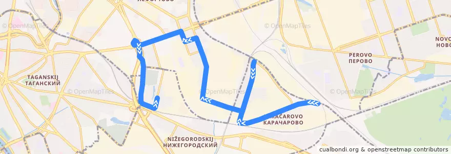 Mapa del recorrido Автобус 759: Карачарово => Смирновская улица de la línea  en Юго-Восточный административный округ.