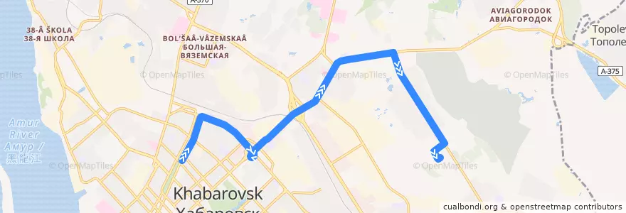 Mapa del recorrido Автобус 42: Дворец профсоюзов - МТЦ "Выборгский" de la línea  en Khabarovsk.