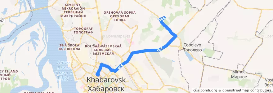 Mapa del recorrido Автобус 28: Дачи малого аэропорта - Дворец профсоюзов de la línea  en Khabarovsk.