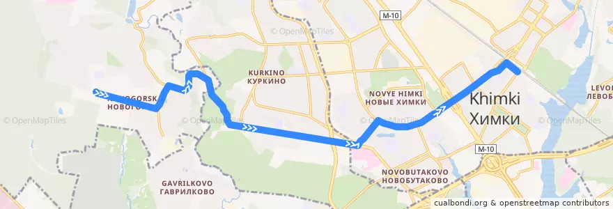 Mapa del recorrido Автобус № 27: Новогорск - Химки de la línea  en Центральный федеральный округ.