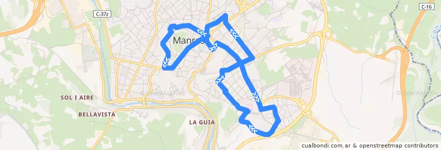 Mapa del recorrido La Balconada de la línea  en Manresa.