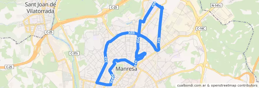 Mapa del recorrido La Parada de la línea  en Manresa.