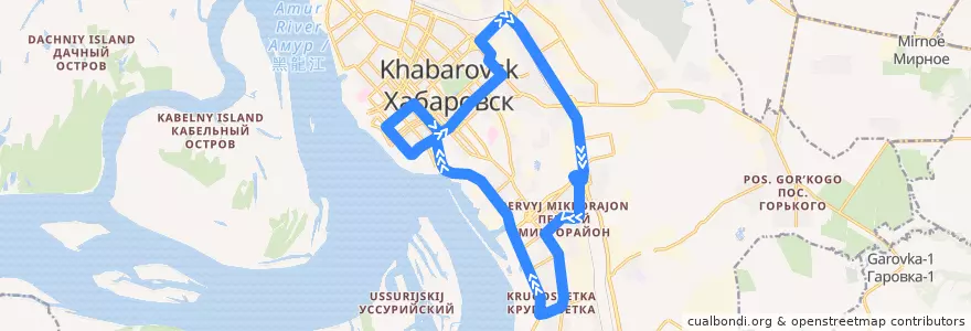 Mapa del recorrido Маршрутное такси 83: ул. Калараша - ул. Калараша de la línea  en Khabarovsk.