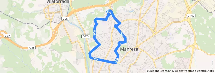 Mapa del recorrido Mion de la línea  en Manresa.