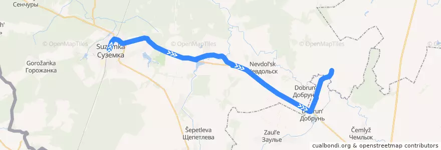 Mapa del recorrido 101 "Суземка - Семёновск" de la línea  en Суземский район.