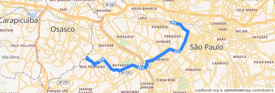 Mapa del recorrido 719R-10 Rio Pequeno de la línea  en São Paulo.