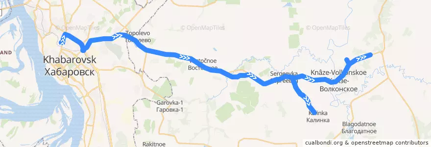 Mapa del recorrido Автобус 101: Автовокзал - Князе-Волконское de la línea  en Хабаровский край.