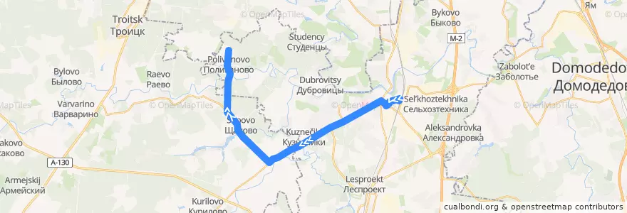 Mapa del recorrido Автобус №1034: Подольск - Поливаново de la línea  en Centraal Federaal District.