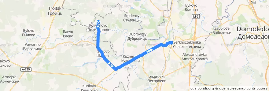 Mapa del recorrido Автобус №1034: Поливаново - Подольск de la línea  en Centraal Federaal District.