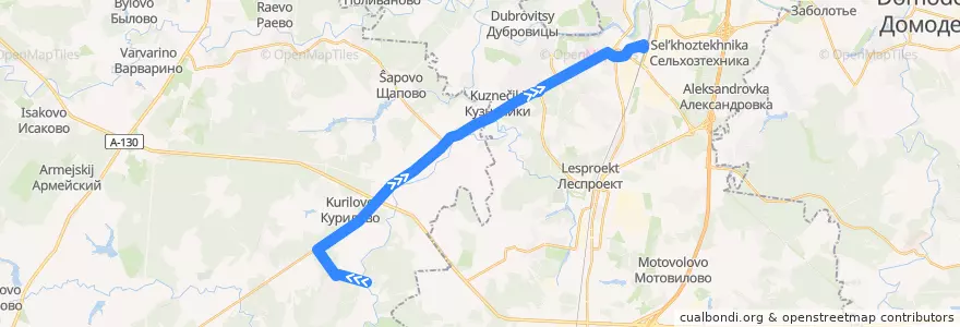 Mapa del recorrido Автобус №1026: Посёлок №3 - Подольск de la línea  en Центральный федеральный округ.