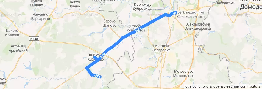 Mapa del recorrido Автобус №1026: Посёлок №3 - Курилово - Подольск de la línea  en Центральный федеральный округ.