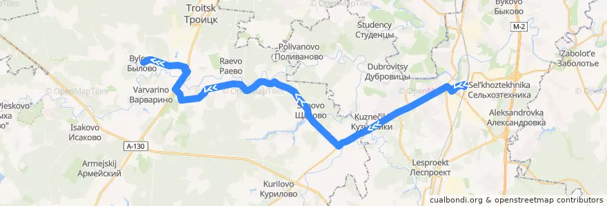 Mapa del recorrido Автобус №1032: Подольск - Былово de la línea  en Centraal Federaal District.