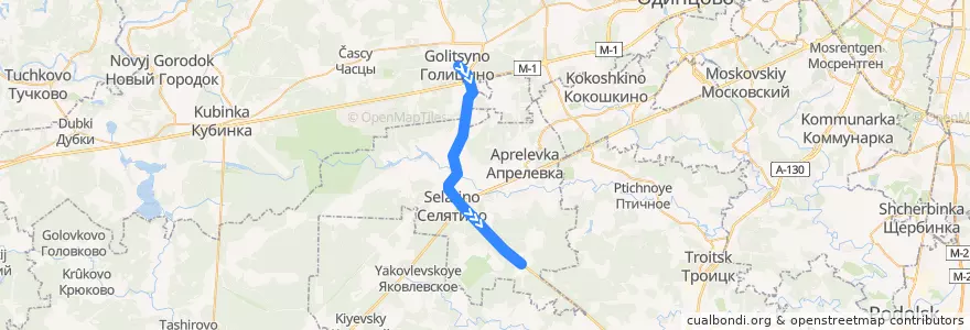 Mapa del recorrido Автобус №66: Голицыно - Жедочи de la línea  en 莫斯科州.