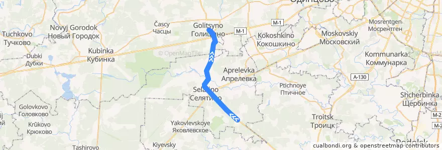 Mapa del recorrido Автобус №66: Жедочи - Голицыно de la línea  en Oblast Moskou.