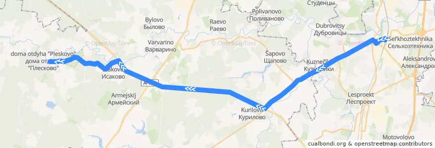 Mapa del recorrido Автобус №1047: Подольск - Плесково de la línea  en Centraal Federaal District.