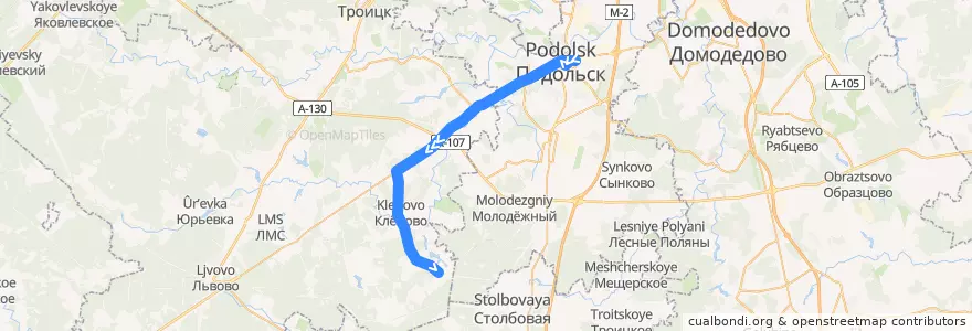 Mapa del recorrido Автобус №1033: Подольск - Жохово de la línea  en Distretto Federale Centrale.