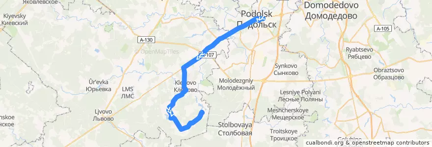Mapa del recorrido Автобус №1033: Подольск - Чернецкое - Жохово de la línea  en Distretto Federale Centrale.