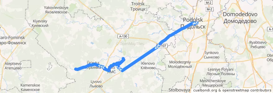 Mapa del recorrido Автобус №1036: Подольск - Свитино de la línea  en Троицкий административный округ.