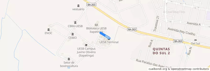 Mapa del recorrido UESB->Itapetinga (viagem das 20:10 horas) de la línea  en Itapetinga.
