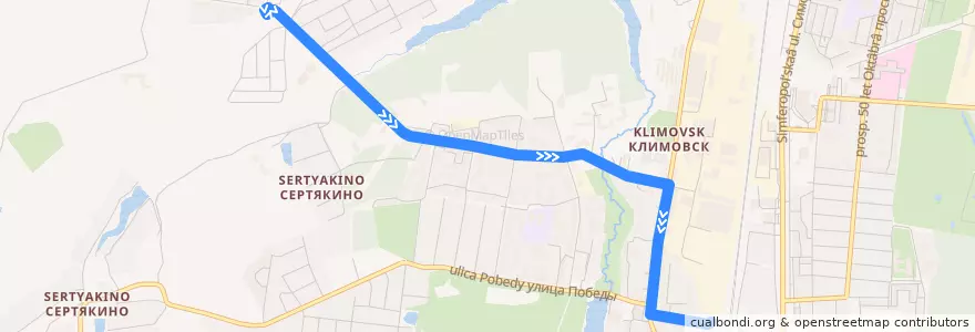 Mapa del recorrido Автобус №1 Климовск: Жилгородок - станция Гривно de la línea  en городской округ Подольск.