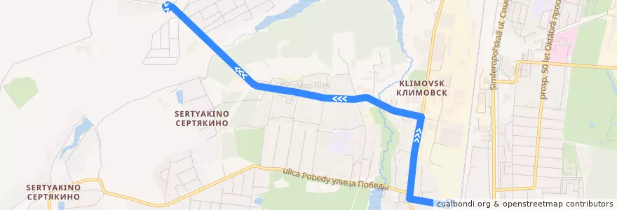 Mapa del recorrido Автобус №1 Климовск: станция Гривно - Жилгородок de la línea  en городской округ Подольск.