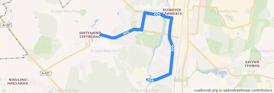 Mapa del recorrido Автобус №62 Климовск: Фабрика игрушек - Сертякино de la línea  en городской округ Подольск.