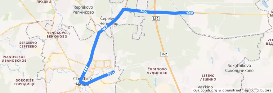 Mapa del recorrido Автобус №22 Чехов: Алачково - Чехов de la línea  en городской округ Чехов.