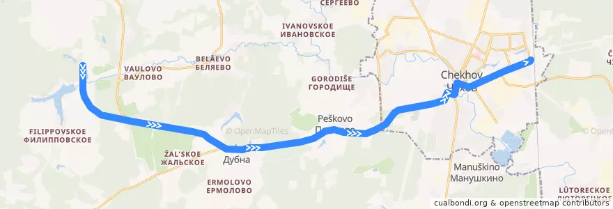 Mapa del recorrido Автобус №26 Чехов: Ваулово - Чехов de la línea  en городской округ Чехов.