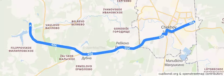 Mapa del recorrido Автобус №26 Чехов: Чехов - Ваулово de la línea  en городской округ Чехов.