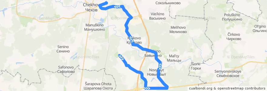 Mapa del recorrido Автобус №36 Чехов: Красные Орлы Новый Быт - Чехов de la línea  en городской округ Чехов.