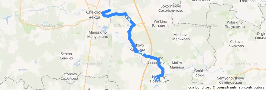 Mapa del recorrido Автобус №36 Чехов: Новый Быт - Чехов de la línea  en Chekhovsky District.