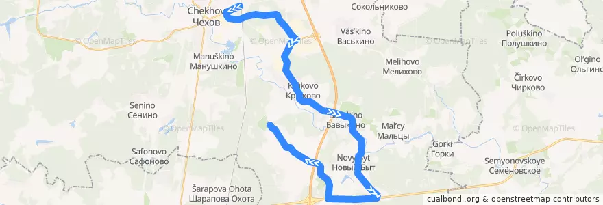 Mapa del recorrido Автобус №36 Чехов: Чехов - Новый Быт - Красные Орлы de la línea  en городской округ Чехов.