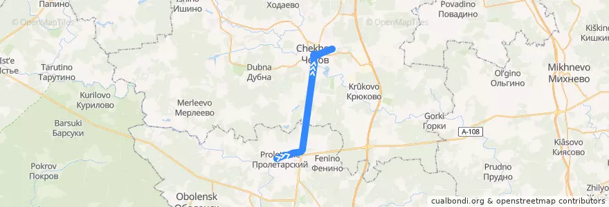 Mapa del recorrido Автобус №21 Чехов: Фабрика Пролетарий - Чехов de la línea  en Oblast' di Mosca.