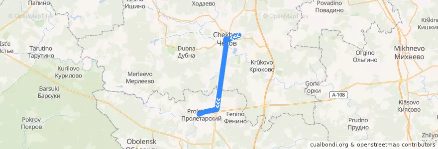 Mapa del recorrido Автобус №21 Чехов: Чехов - Фабрика Пролетарий de la línea  en 莫斯科州.